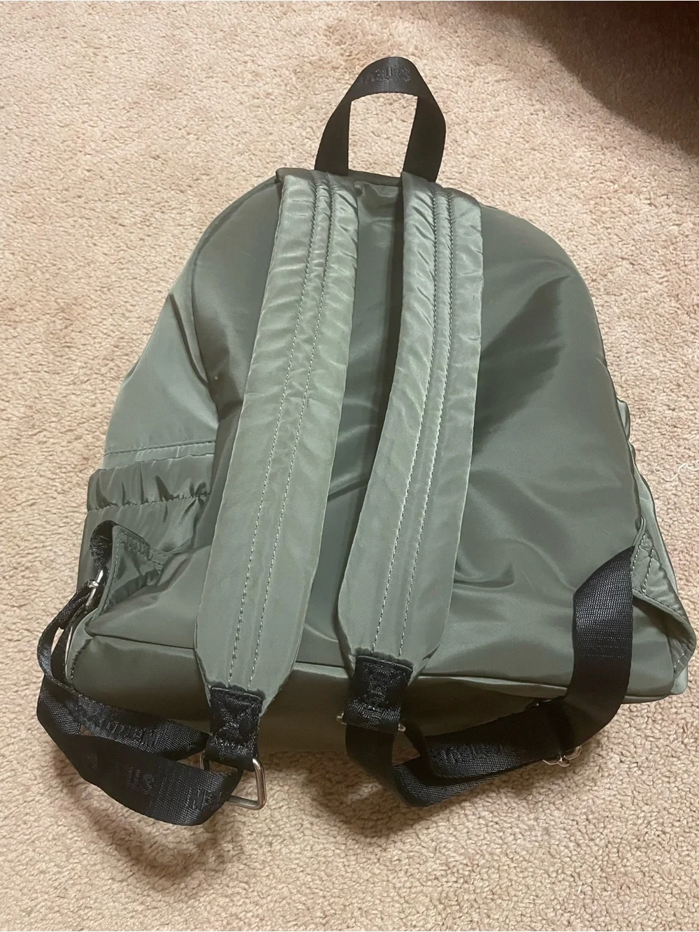 Steve Madden Olive Nylon Men's Backpack with Front Logo Pocket